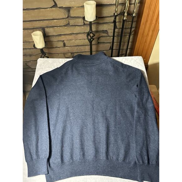 Saks Fifth Avenue Black Label Wool Woman Quarter 1/4 Zip‎ Sweater Size Med Navy - Picture 6 of 8